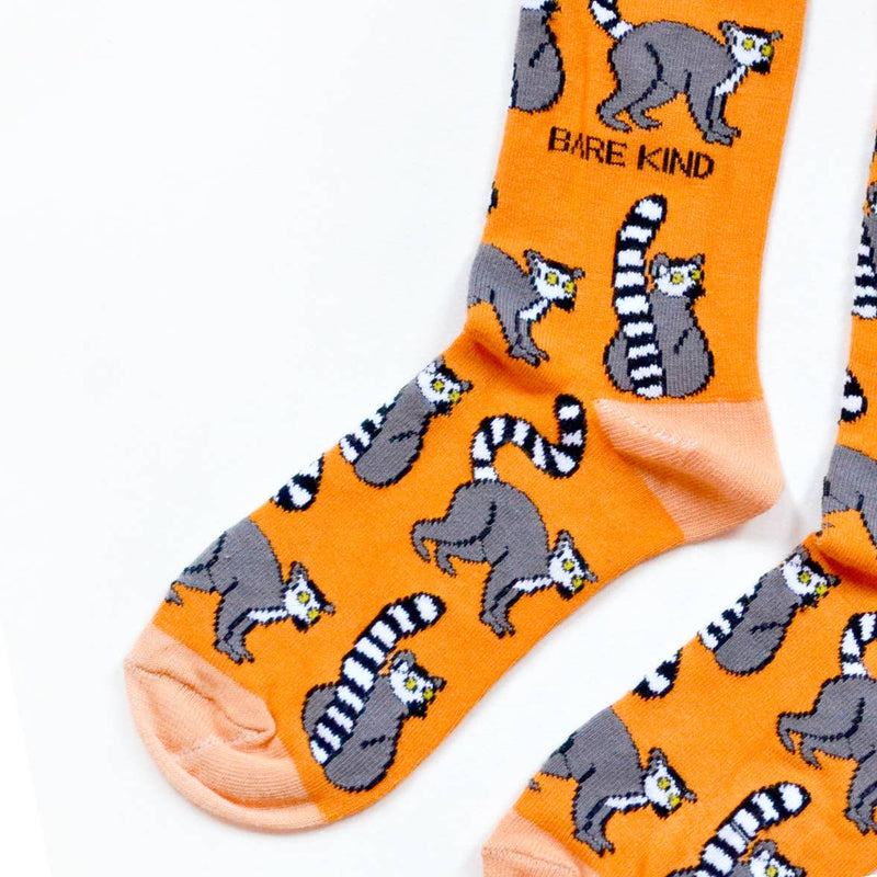 Bare Kind Bamboo Socks | Lemur Socks | Orange Socks | Funky Socks: UK Adult 4-7