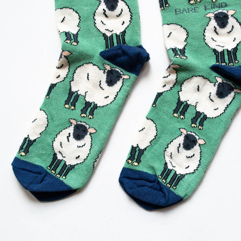 Bamboo Socks | Sheep Socks | Green Socks | Farm Socks: UK Adult 7-11