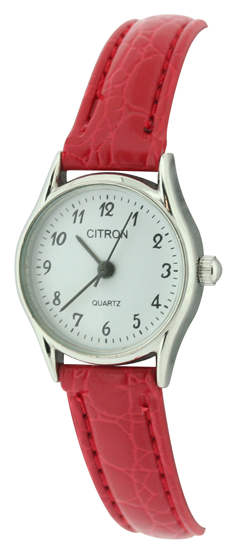 Elegant White Dial Ladies Watch with Red Strap