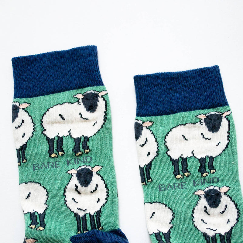 Bamboo Socks | Sheep Socks | Green Socks | Farm Socks: UK Adult 7-11