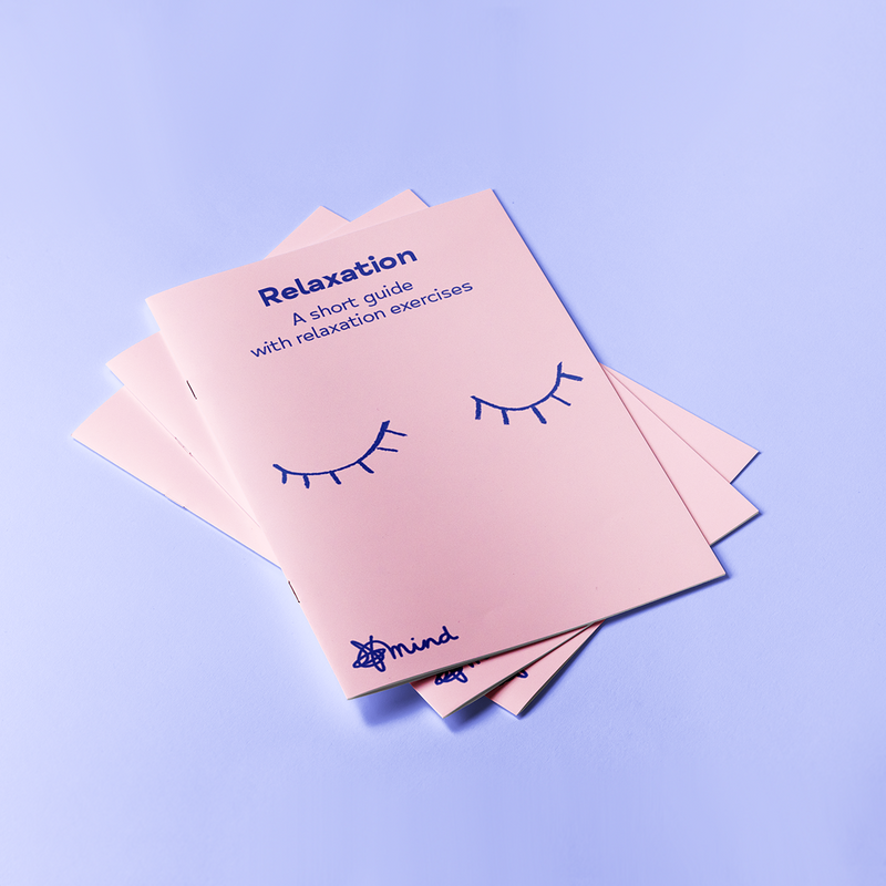 A5 leaflet with title reading 'relaxation, a short guide with relaxation exercises'