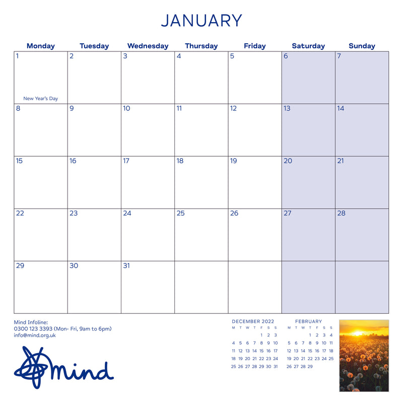 Stunning Sunsets Mind Charity Calendar 2024