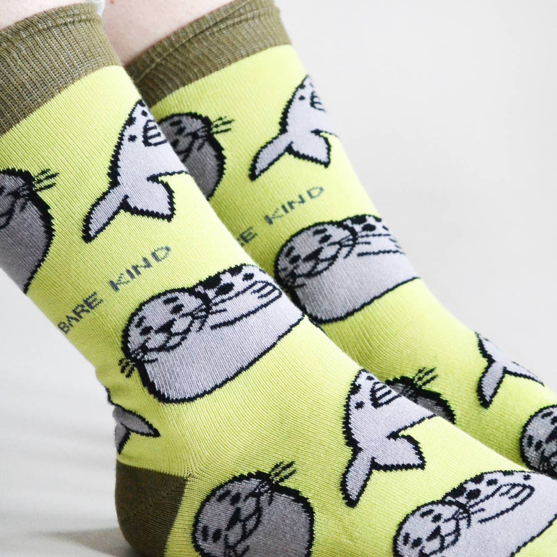 Bamboo Socks | Seal Socks | Summery Green Socks: UK Adult 7-11