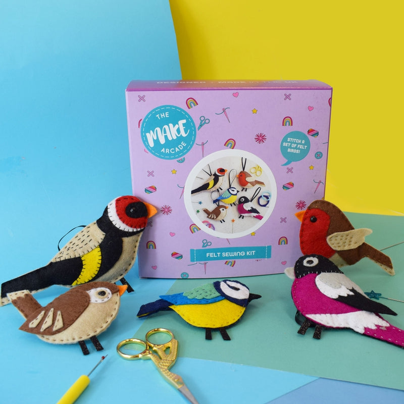 The Make Arcade Garden Birds Felt Stitching Kit Decoration