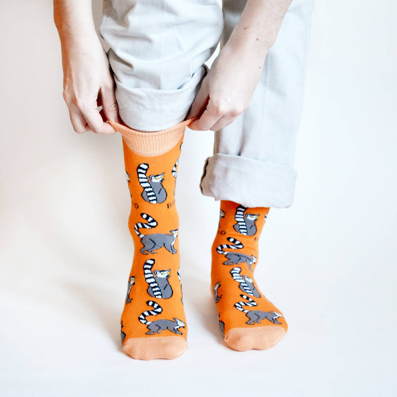 Bare Kind Bamboo Socks | Lemur Socks | Orange Socks | Funky Socks: UK Adult 7-11