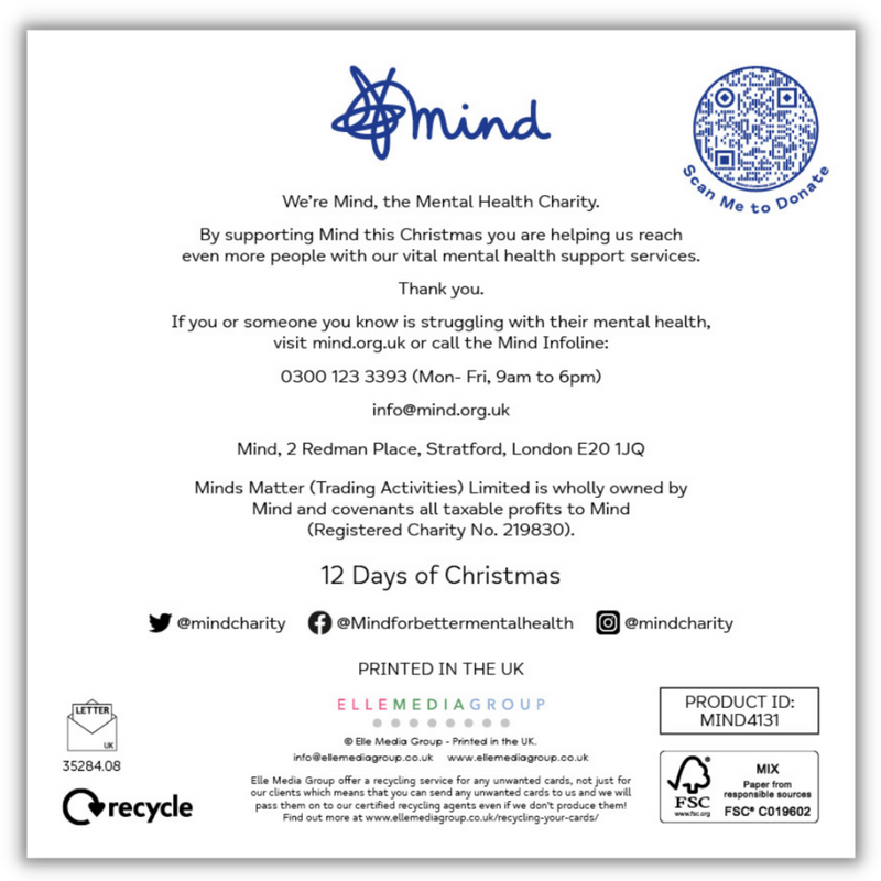 Twelve Days Tree Mind Charity Christmas Cards - Pack of 10