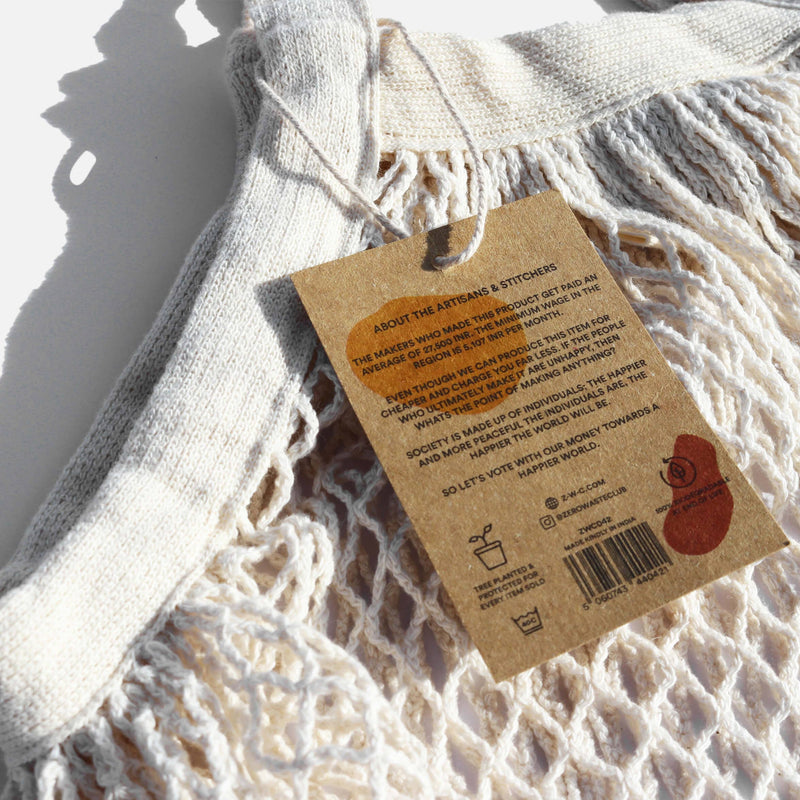Zero Waste Club - Organic Cotton Mesh Shopping Grocery Bag: Red Wine