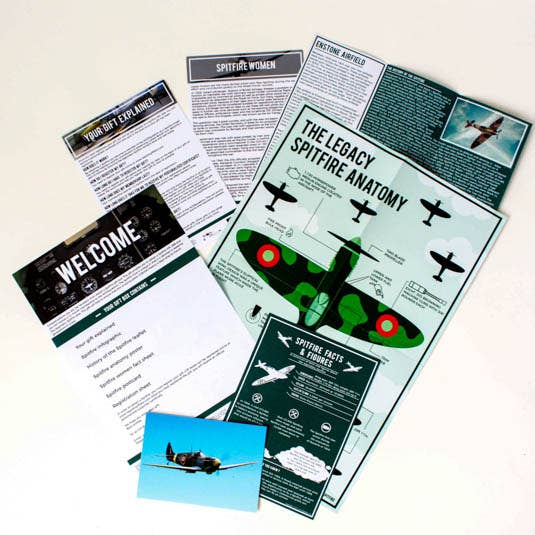 The Great Spitfire Nation kit includes a Spitfire MK26B Gift Tin, celebrating iconic aircraft design and history.