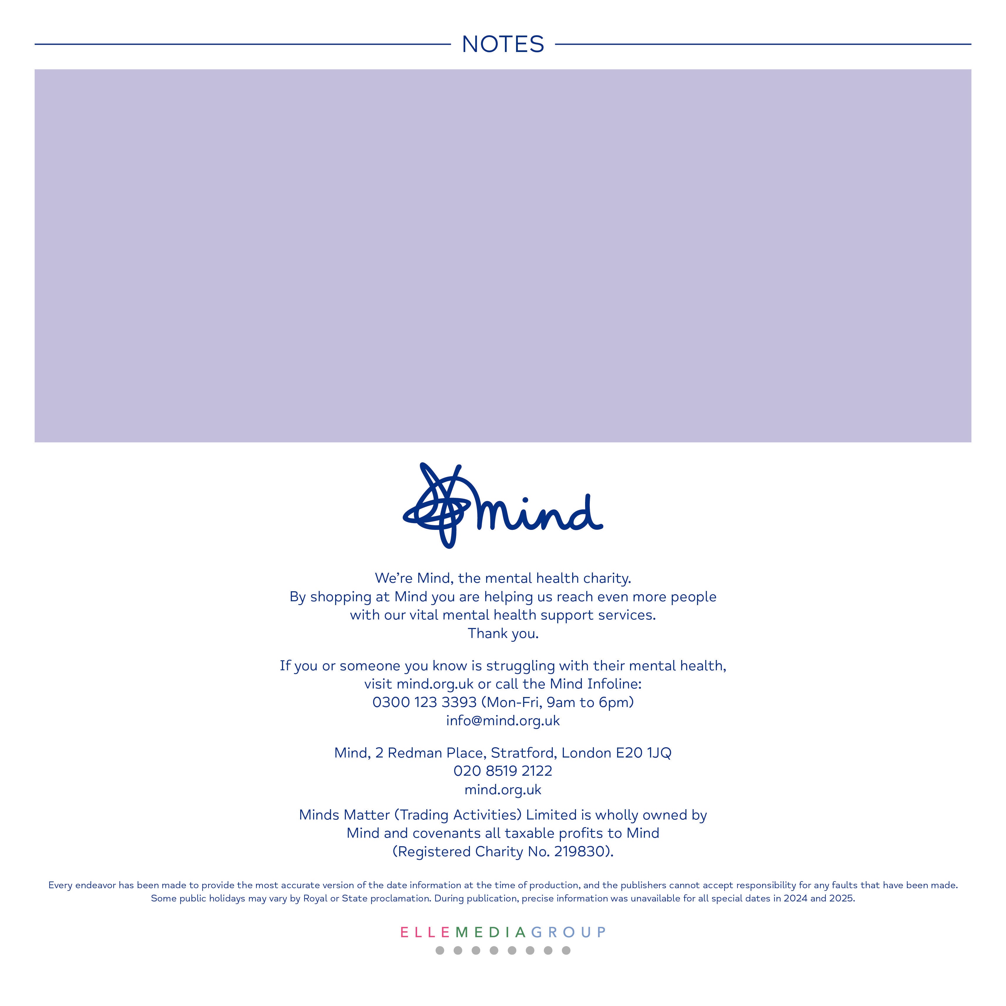 Mind Charity Calendar 2025 Dawna Nalani Charity Calendar 2025 Uk