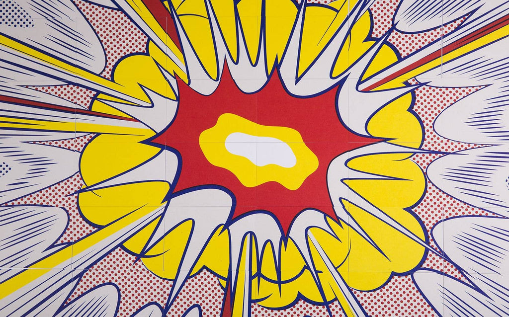 Pop-art style graphic of an explosion.