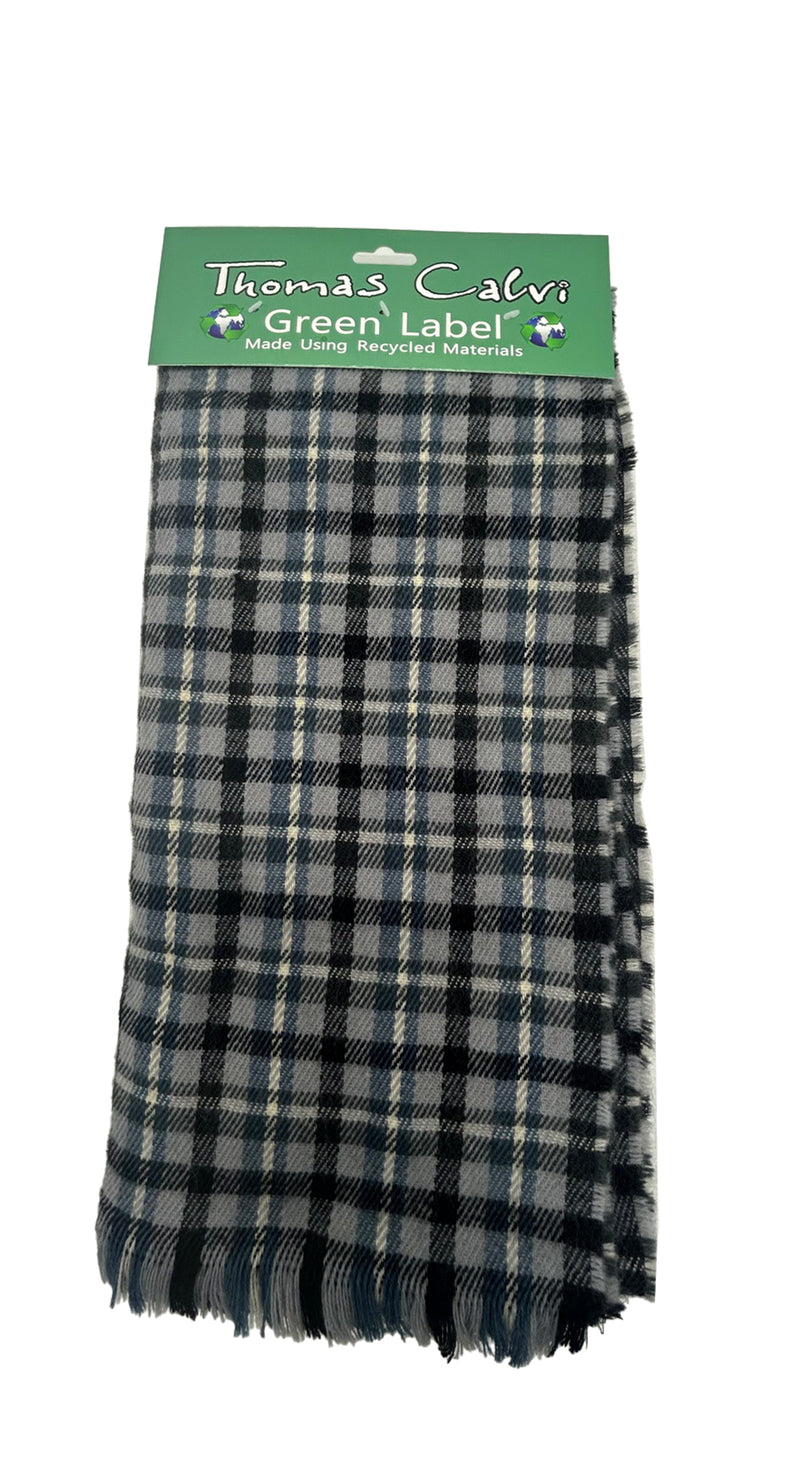 Thomas Calvi Green Label Giant Blanket Scarf Grey Checks