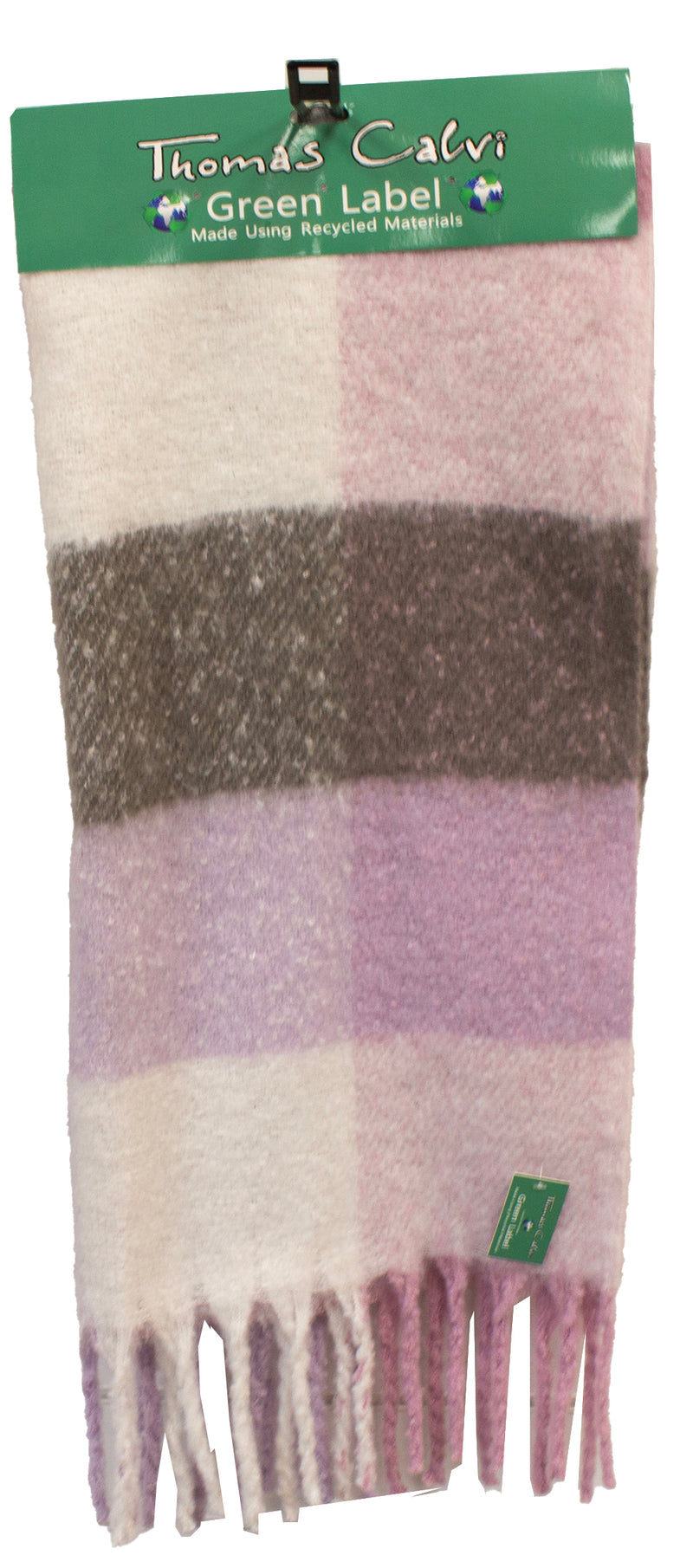 Thomas Calvi Green Label Pink Check Large Blanket Scarf