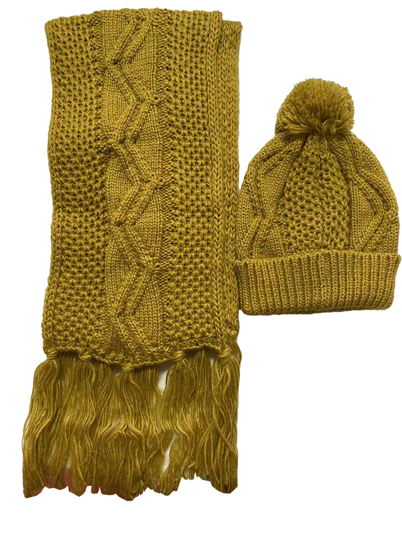 Thomas Calvi Ladies Gold Hat & Scarf Set