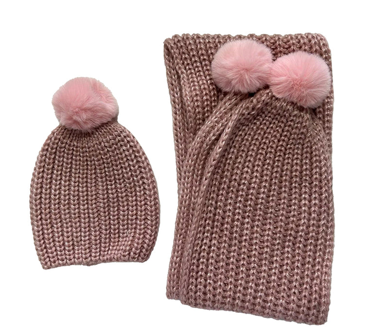 Thomas Calvi Ladies Pink Hat & Scarf Set