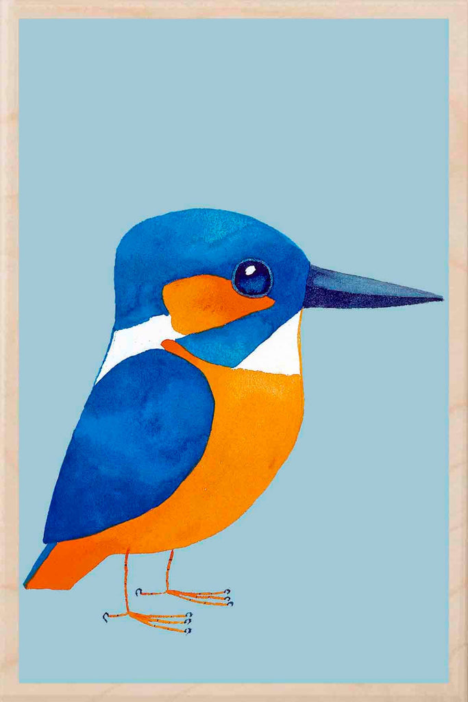 Postcard with Kingfisher bird illustration 