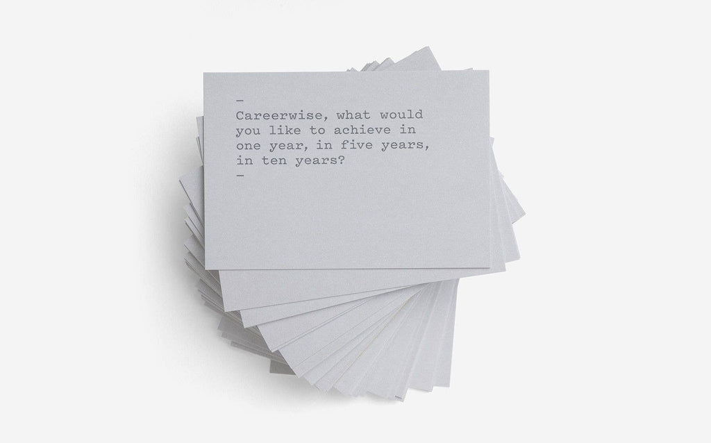 A stack of white cards displaying a message about future career prospects.