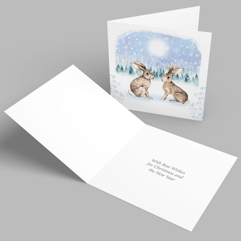 Winter Wonderland Hares Mind Charity Christmas Card - Pack of 10