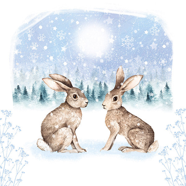 Winter Wonderland Hares Mind Charity Christmas Card - Pack of 10