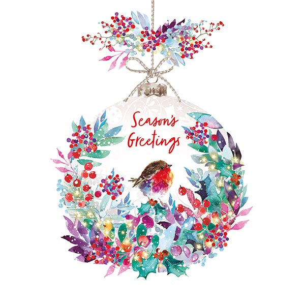 Floral Bauble with Red Foil Mind Charity Christmas Cards- Pack of 10