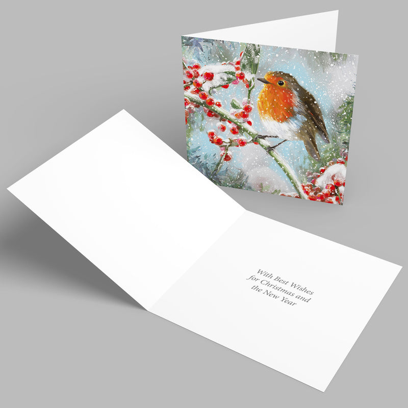 A Robin Appears with Red foil Mind Charity Christmas Card - Pack of 10