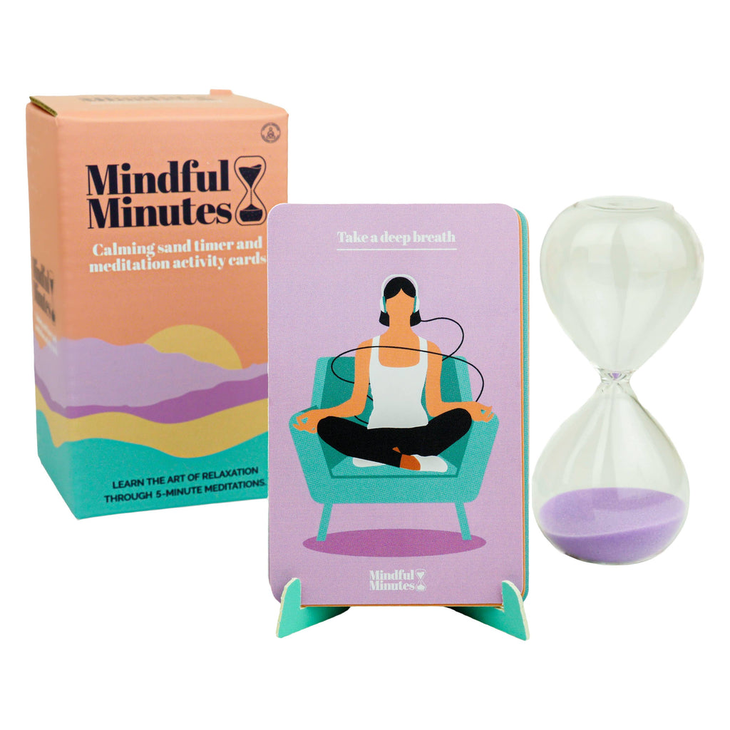 Meditation cards and timer showing "mindful minutes," encouraging users to take time for mindfulness and relaxation