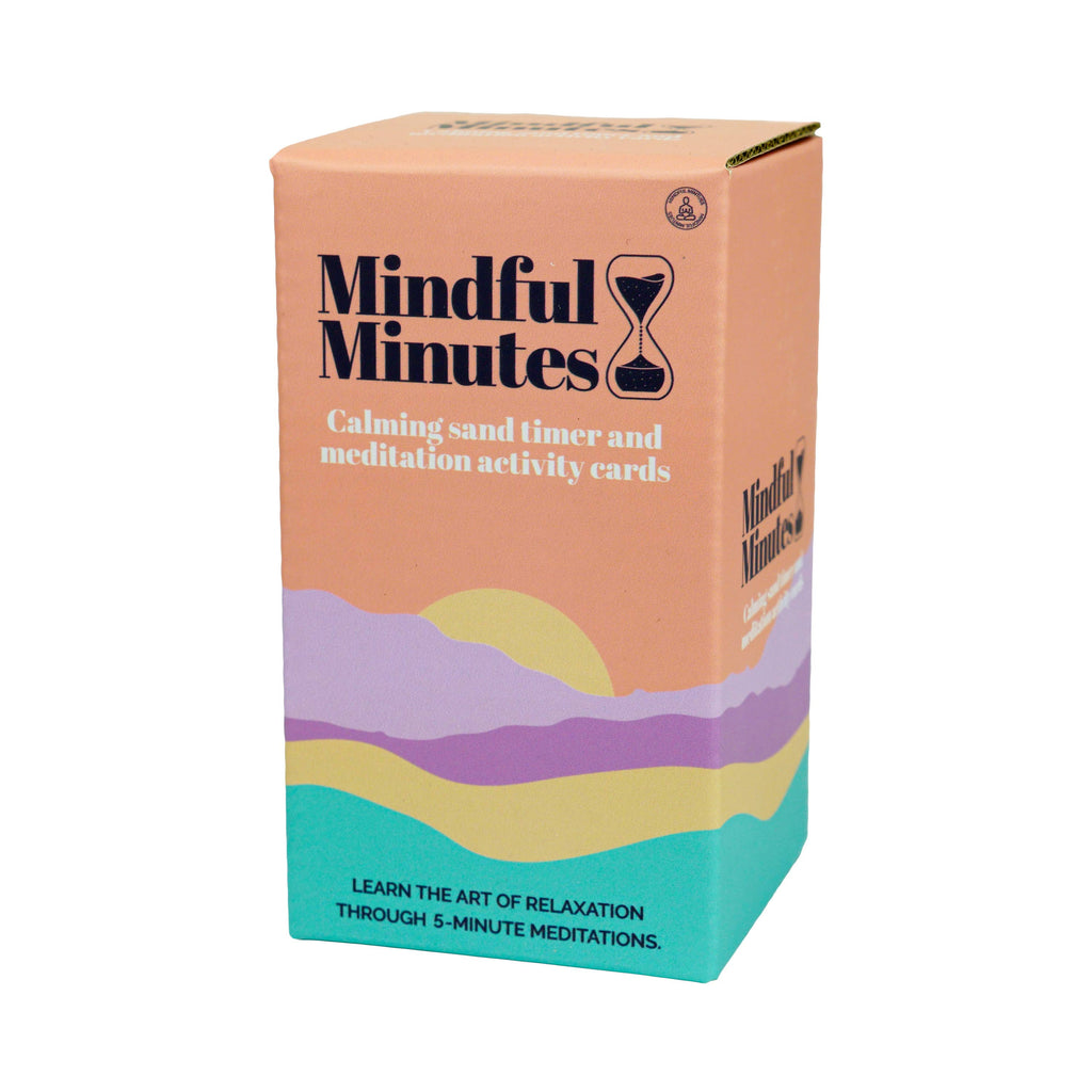 A peaceful visual of a sun setting behind the mountains and sea representing mindful minutes, designed to evoke calmness, relaxation, and a boost of energy.