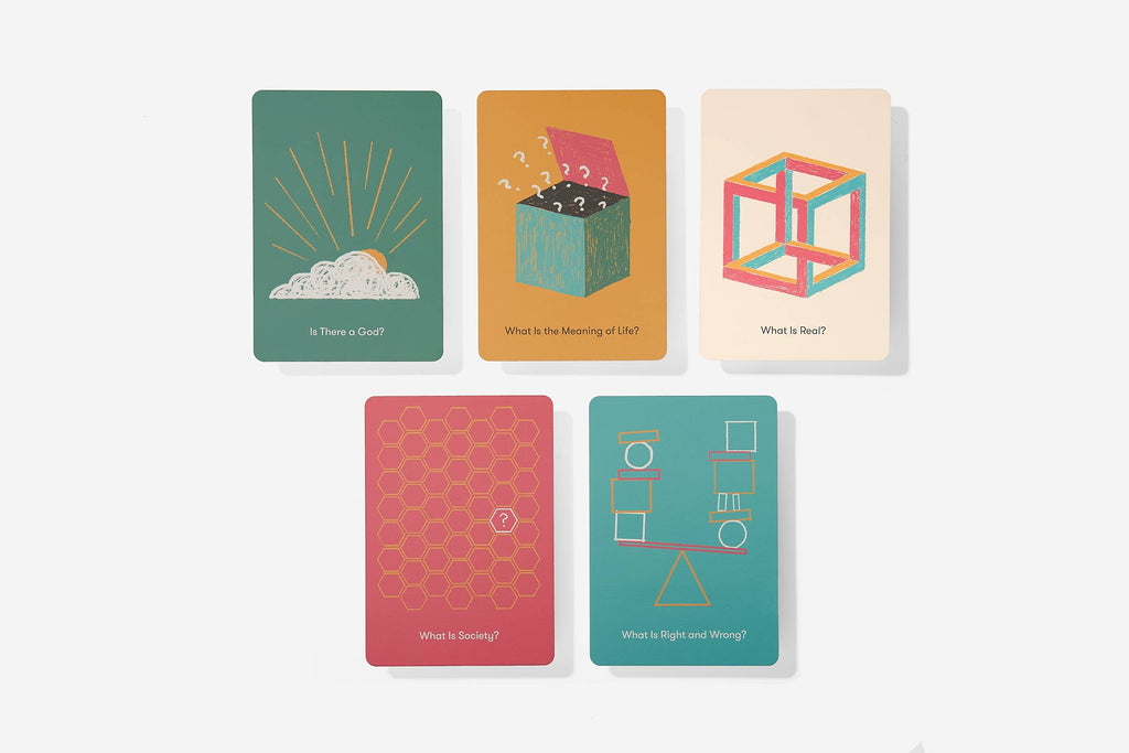 A set of five cards featuring unique designs, showcasing various colours and patterns.