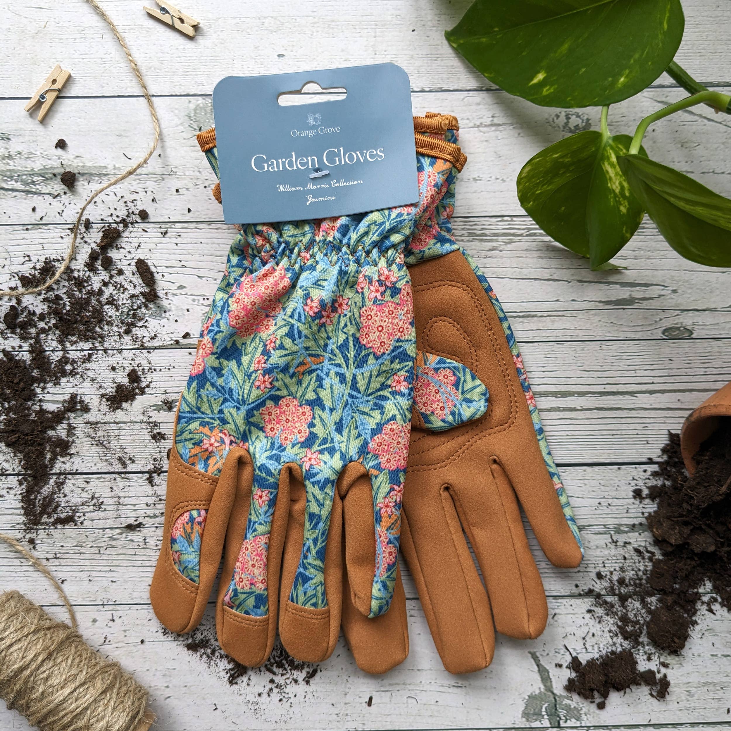 gardening gloves for prickly plants William Morris Jasmine Pink Orange Grove Gardening Gloves – Mind Online Store