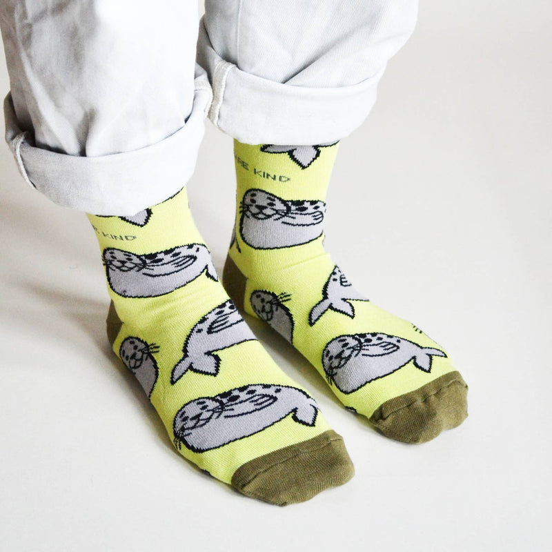 Bamboo Socks | Seal Socks | Summery Green Socks: UK Adult 7-11