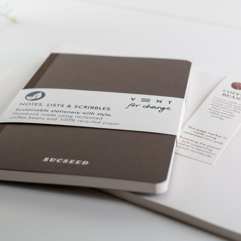 VENT for Change SUCSEED Recycled A5 Notebooks with Reclaimed Coffee Beans