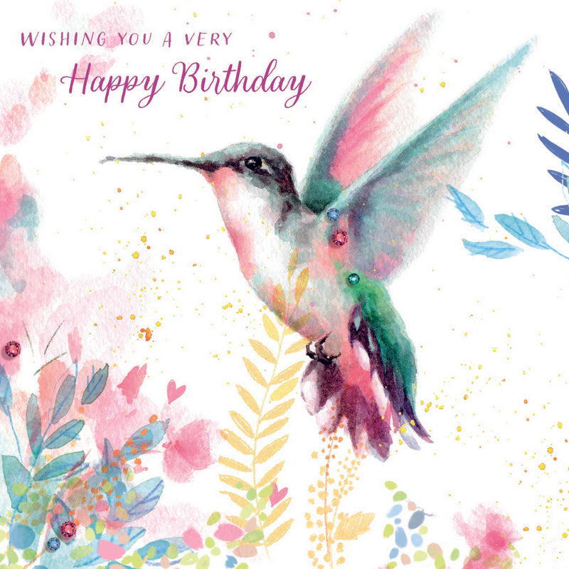 Rainbow Hummingbird Birthday Card