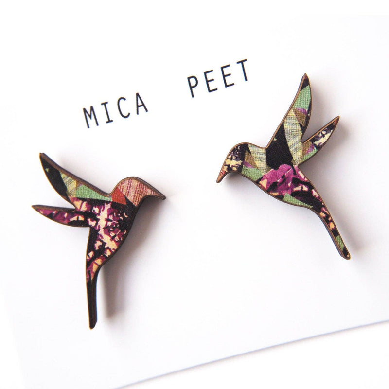 Mica Peet Hummingbird Stud Earrings Multi