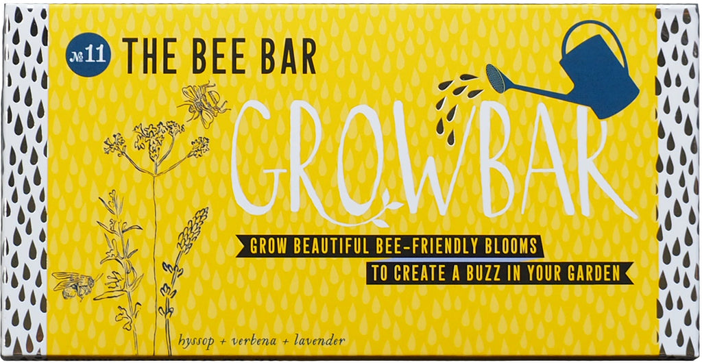 An image of the Bee Bar Grow Bar, emphasizing its healthy components and colourful design.