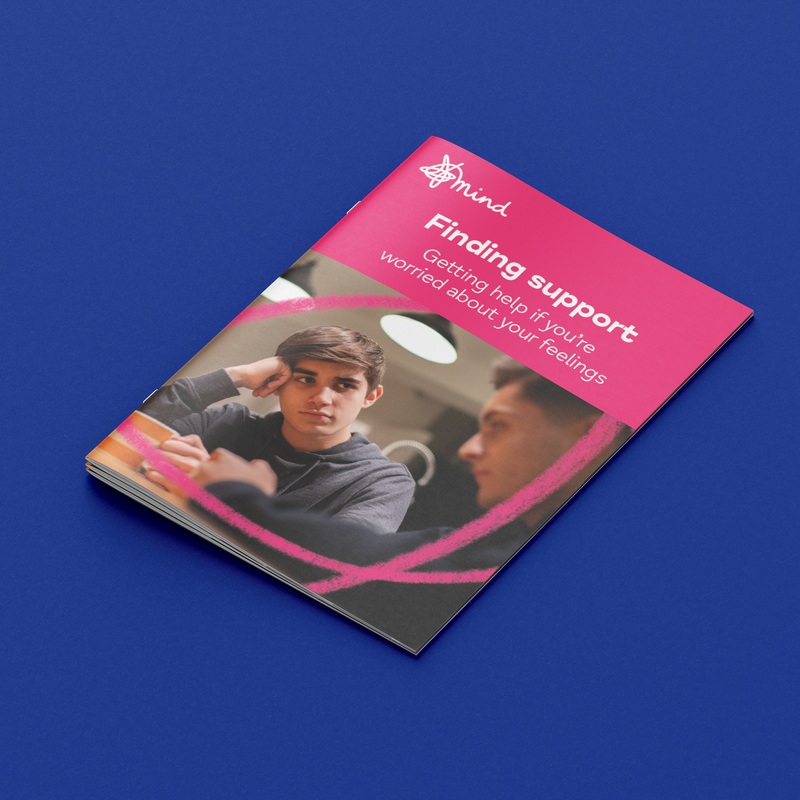 A5 leaflet with title reading 'finding support, getting help if you're worried about your feelings'