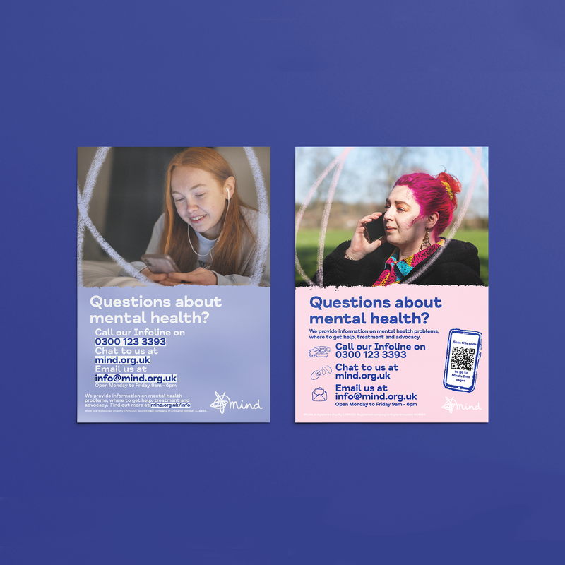 A3 posters in 2 designs with Mind contact details 
