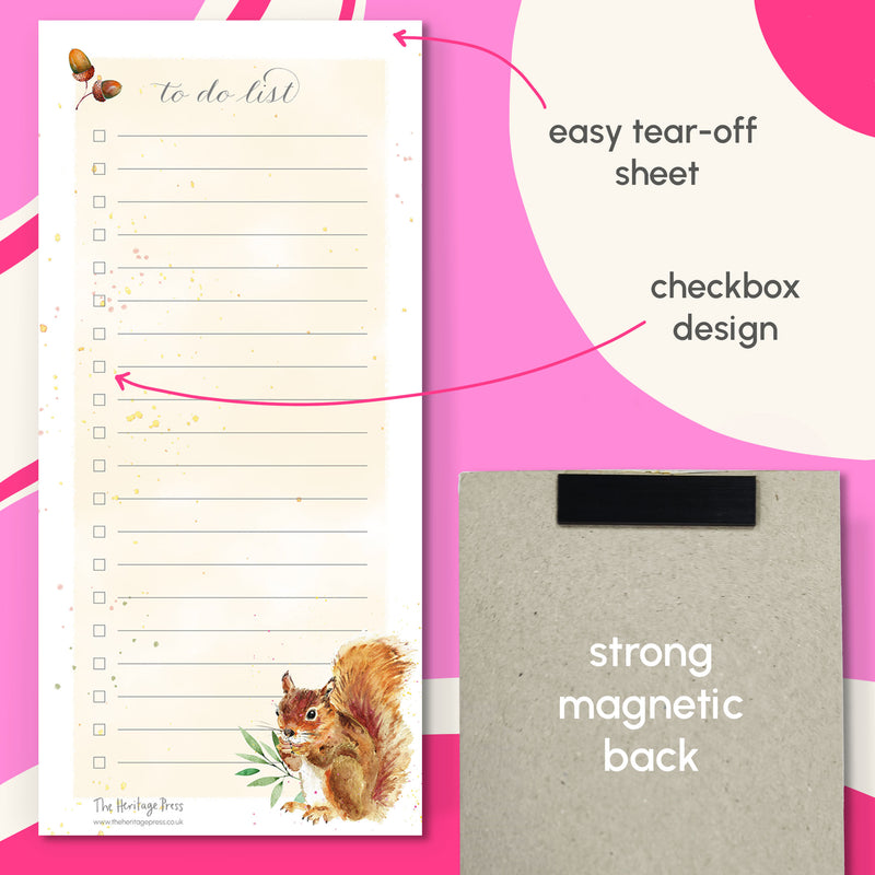 Mind Charity Fluffy Squirrel Magnetic To Do List Pad