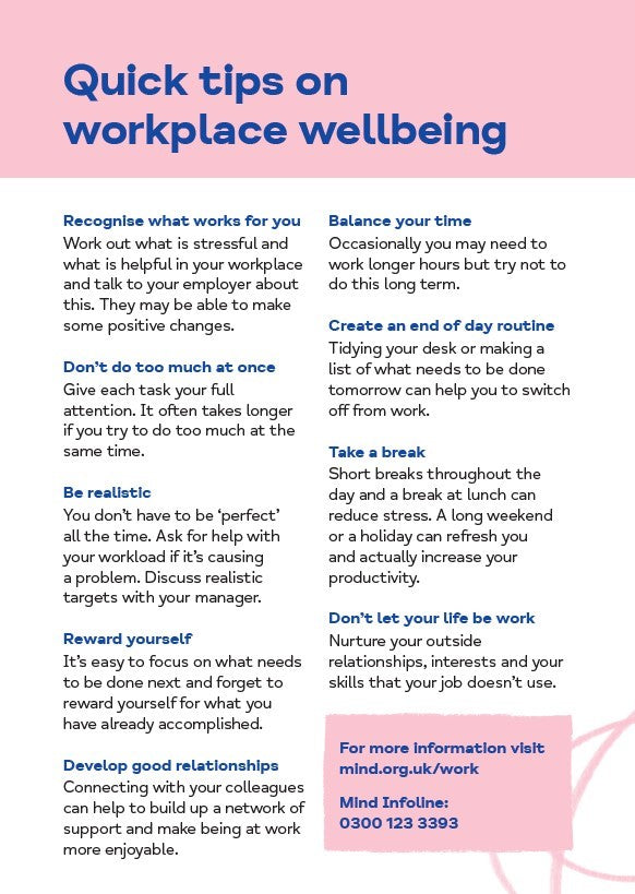 Quick Tips: Workplace Wellbeing (pack of 100 leaflets)