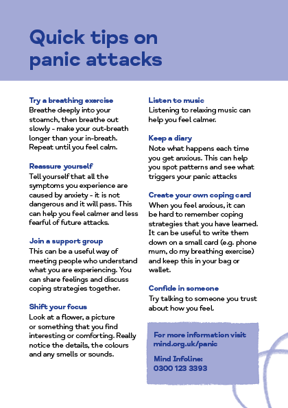 Quick Tips: Panic Attacks (pack of 100 leaflets)