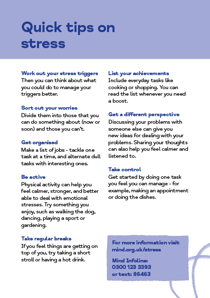 Quick Tips: Stress (pack of 100 leaflets)